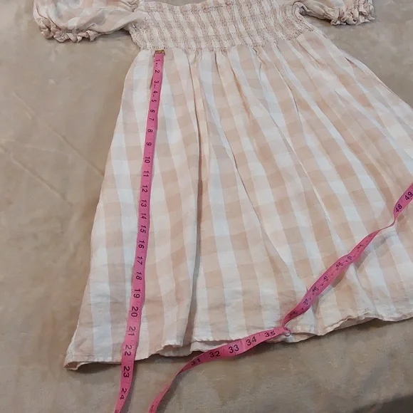 House of Harlow 1960 gingham smocked babydoll mini dress Size L - Picture 9 of 13